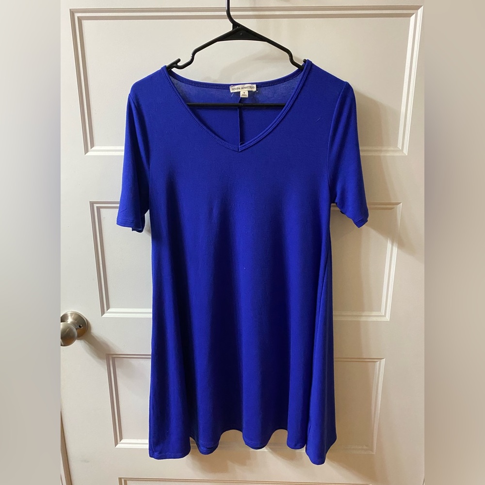 Electric Blue swing dress with pockets, size small, Zenana Outfitters